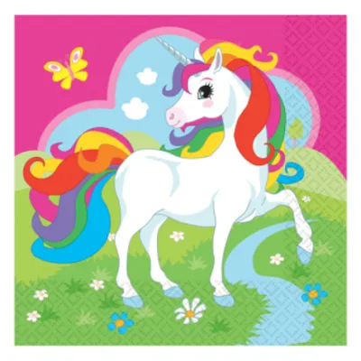 Immagine prodotto di amscan 9902103 Tovagliolo a tema unicorno - 33 x 33 cm, 20 pezzi