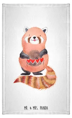 Produktbild von Mr. & Mrs. Panda Handtuch Roter Panda - Weiß - Geschenk, Frotteehandtuch, Liebe, Liebling, Gästehandtuch 30x50, Rot, Lustige Sprüche, Gästetuch, Lieblingsmensch, Herz