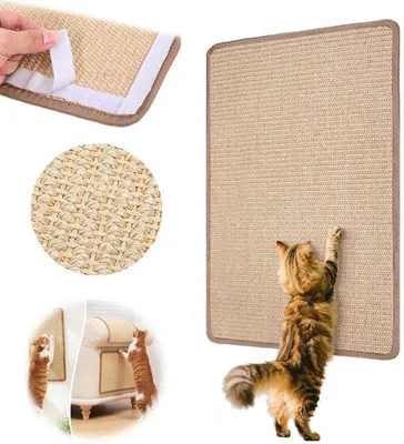 Zdjęcie produktu dla Mata do drapania dla kotów – sizal – pozioma mata do drapania – beżowa (60 x 30 cm)