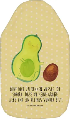 Produktbild von Mr. & Mrs. Panda Wärmflasche Avocado Kern rollt - Gelb Pastell - Geschenk, Liebe, Geburt, naturkautschuk, heizflasche, Wärmflaschen, Schwangerschaft, Wärmekissen