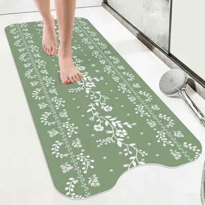 Image de Tapis de bain antidérapant, vert sauge, 100 x 40 cm | Tapis de douche antidérapant, résistant à la moisissure, antibactérien