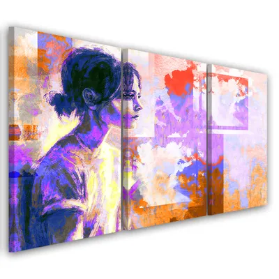 Produktbild von Triptychon auf leinwand lila sonstige 120x80 cm Feeby lila wandbild bereit zum aufhängen