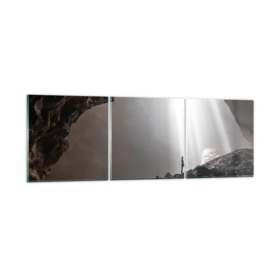 Produktbild von Bilder auf glas - 3 Teile - Höhle Morgendämmerung Frau - 90x30cm - Glasbilder - Wandbilder - Bilder - zum Aufhängen bereit - Wanddekoration aus Glas - Glas Bilder - Wandbild auf Glas - GCA90x30-4468