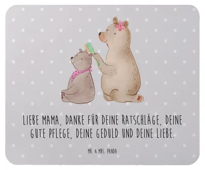 Produktbild von Mr. & Mrs. Panda Mauspad Bär Kind - Grau Pastell - Geschenk, Mutter, laptop, Muttertag, Familie, Mousepad, computer, Mama, Mouse Pad, mousematte, Vorbild