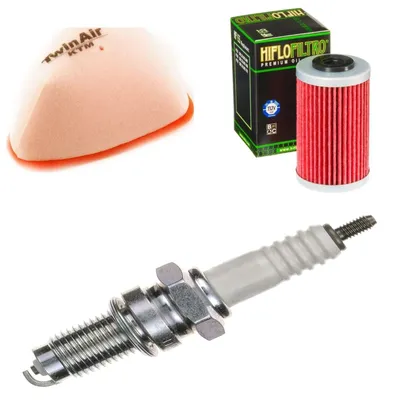 Obrázok produktu pre Servisná sada pre KTM E-XC 500 LC4 1989: vzduchový filter, olejový filter, zapaľovacia sviečka od pamoto – nová