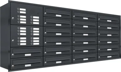 Produktbild von 20er Briefkasten Anlage Unterputz Montage RAL 7016 Anthrazit Klingel