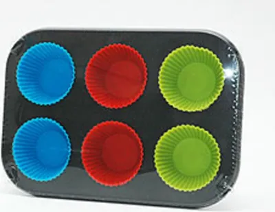 Produktbild von Muffin-Backform, 6-er m. Silikonförmchen, 18 x 26 cm