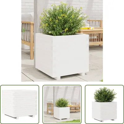 Immagine prodotto di The Living Store Fioriera bianca 50x50x49,5 cm in legno di pino massiccio