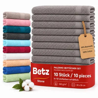 Produktbild von Betz 10 Stück Seiftücher 30x30 cm PALERMO 100% Baumwolle Farbe: stone, KI-generiertes Bild