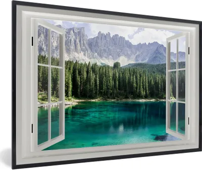 Produktbild von MuchoWow® MuchoWow® Gerahmtes Poster Aussicht - Bäume - Wasser 30x20 cm - Poster mit zchwarzem Bilderrahmen - Kunstdruck - Bild-Poster