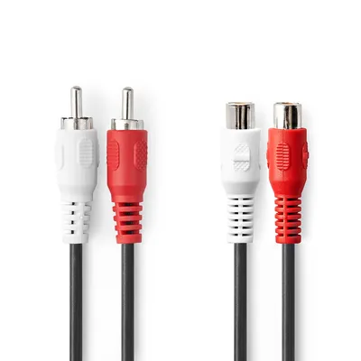 Obrázek produktu pro Stereo audio kabel | 2x RCA samec | 2x RCA samice | Niklovaný | 5,00 m | Kulatý | Černá | Box