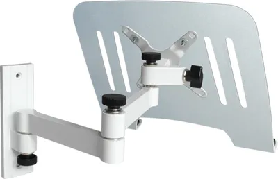 Produktbild von Universal Laptop Wandhalterung - Halterung weiß mit Adapterplatte silber - Notebook Tablet Adapterplatte Adapter Ablage - Modell: L52W-IP3SK