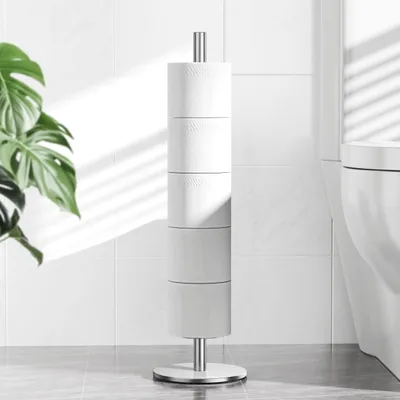 Image de Porte-rouleau de papier toilette mural avec compartiment pour rouleaux de rechange
