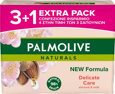Image de Palmolive Pain de savon Amande & Lait, paquet de 4 (4 x 90g)