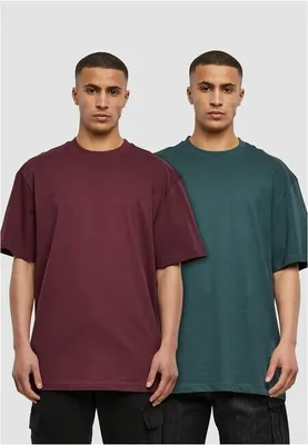 Obrázek produktu pro Pánské tričko Urban Classics Tall Tee 2-Pack redwine+bottlegreen - 3XL