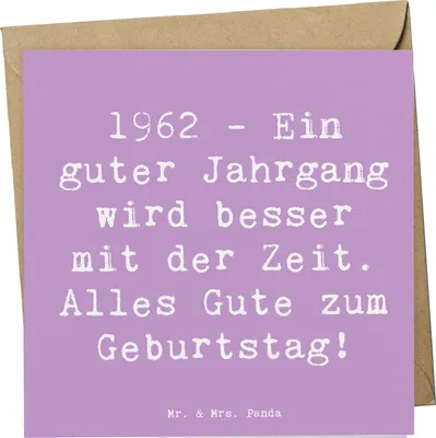 Produktbild von Mr. & Mrs. Panda Grußkarte Spruch 1962 Geburtstag - Lavendeltraum - Geschenk, Happy Birthday, Glückwunschkarte, besondere Geschenke, faltkarte, Klappkarte, Glückwünsche