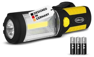 Obrázok produktu pre Pracovná lampa alca® s LED technológiou COB, 220 lúmenov, magnetická základňa, skladací hák, vrátane batérií