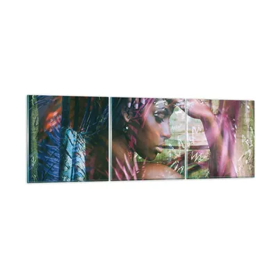 Produktbild von Bilder auf glas - frau modern - 120x40cm - Glasbilder - Wandbilder - Bilder - Kunstdruck - zum Aufhängen bereit - Wanddekoration aus Glas - Glas Bilder - Wandbild auf Glas - 3 Teile - GCA120x40-3501