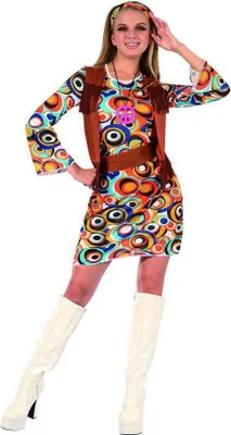 Produktbild von Hippie-Kostüm 60er Jahre für Damen bunt M
