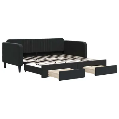 Obrázok produktu pre vidaXL Rozkladacia posteľ so zásuvkami čierna 90x190 cm Velvet