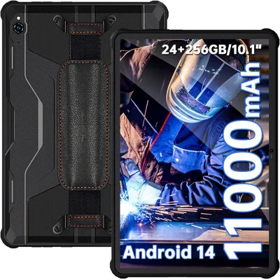 Produktbild von OUKITEL RT9 Outdoor Tablet - 24GB+256GB - 10.1 Zoll 11000 mAh Android 14 Baustellen Tablet PC 4G Dual SIM /WiFi 5G/OTG/Face ID/GPS - Schwarz