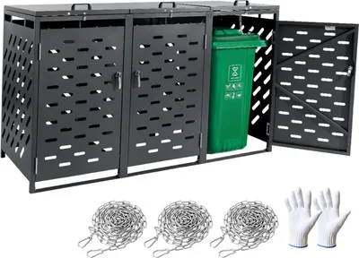 Produktbild von Optimierte Mülltonnenbox - Mülltonnenhaus für 3x 240L Müllcontainer - Mülltonnenverkleidung für Außenbereich