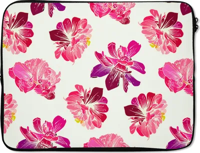 Produktbild von MuchoWow® Laptop Hülle 15 Zoll Blumen - Rosa - Muster Laptoptasche - Laptoptasche - Sleeve - Rundum-Schutz