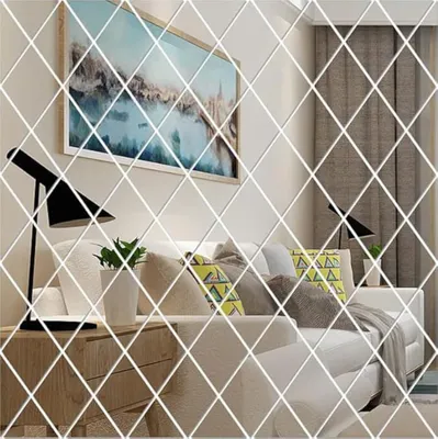 Produktbild von Wandtattoos 32 Stück, Acryl, Spiegelfliesen, 100 x 50 cm, plata, für Wohnzimmer