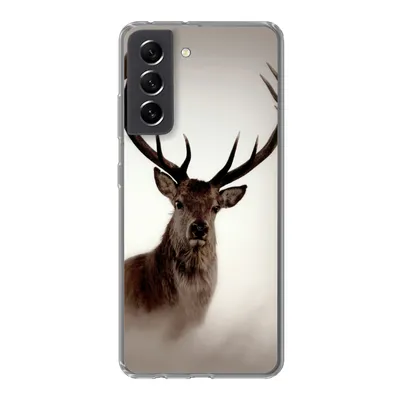 Produktbild von MuchoWow® Handyhülle Schutzhülle Hülle für Samsung Galaxy S21 FE Porträt - Hirsch - Geweih Silikon Softcase Handy Hülle - Mobiltelefonhülle