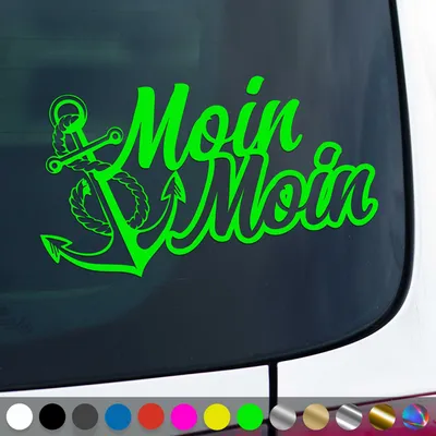 Produktbild von PantherPixel Moin Moin Aufkleber Anker Nordsee Ostsee Küste Sticker Auto Geschenkidee Farbe Neon-Grün