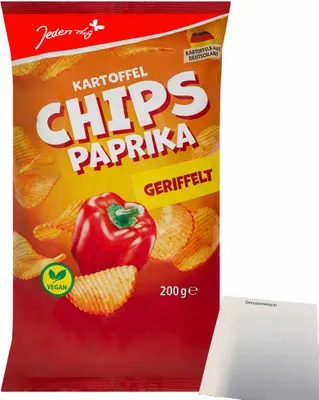 Produktbild von Jeden Tag Geriffelte Chips Paprika (200g Packung) + usy Block