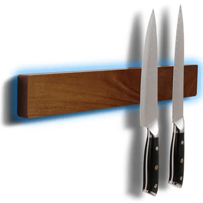 Image de Barre magnétique pour couteaux, en bois d'acacia, couleur foncée, longueur 40,6 cm