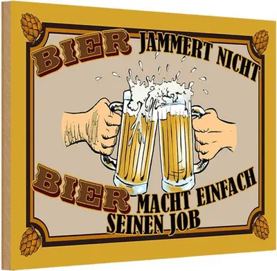 Produktbild von vianmo Holzschild 12x18 cm Alkohol Bier jammert nicht macht Job