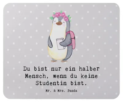 Produktbild von Mr. & Mrs. Panda Mouse Pad Studentin Herz - Grau Pastell - Geschenk, mousematte, Mauspad, Mousepad, laptop