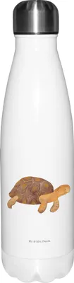 Produktbild von Mr. & Mrs. Panda Trinkflasche Schildkröte Marschieren - Weiß - Geschenk, Thermosflasche, Thermos, isolierflaschen, Lieblingsmensch, Neustart, Abenteuer, trinkflaschen