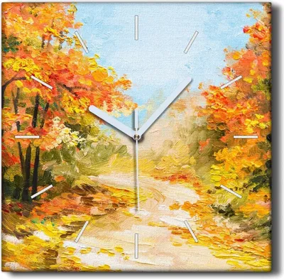 Produktbild von Coloray Hodiny Unikátní 30x30 cm  Tiché hodiny Pro obývací pokoj a kuchyň Nástěnné hodiny Plátno Černé ručičky hodin - Podzimní lesní cesta