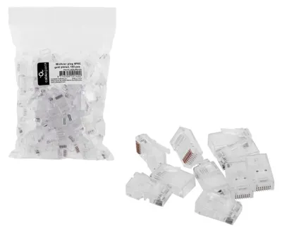 Zdjęcie produktu dla gembird Modularstecker 6u" vergoldet, 100 Stück pro Beutel