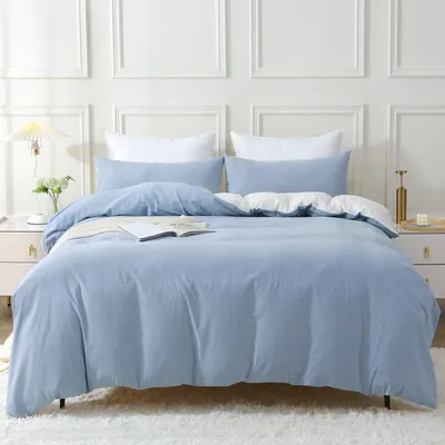 Produktbild von SOULFUL Bettwäsche 200x200 Baumwolle 3tlg. Haiya Blue Stone Washed