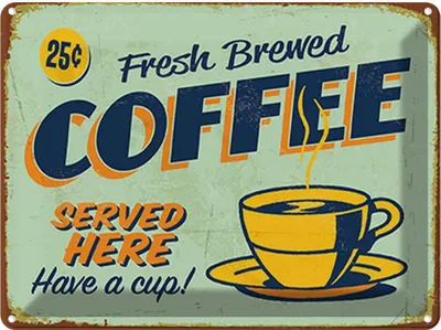 Produktbild von vianmo Blechschild 30x40 cm Retro fresh brewed Coffee Served Essen Trinken