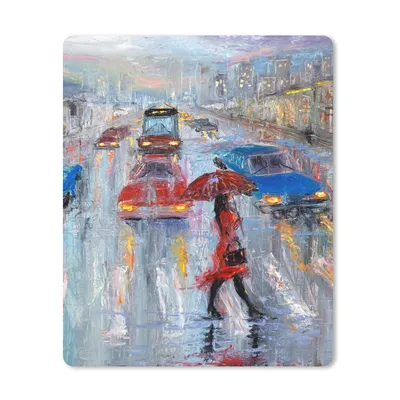 Produktbild von MuchoWow® Mauspad Mousepad Gemälde - Öl - Auto - Zebrastreifen 30x40 cm - Mousepads - Maus Mat - Pad - Mausunterlage - Mausmatten