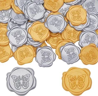 Productafbeelding van Zilveren waszegel-stickers voor bruiloftsuitnodigingen, 50 stuks