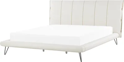 Zdjęcie produktu dla BELIANI Łóżko ze stelażem jasnobeżowe tapicerowane  metalowe nóżki 180 x 200 cm nowoczesne