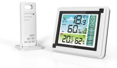 Obrázok produktu pre Bezdrôtová digitálna meteorologická stanica s vonkajším senzorom, veľkým farebným LCD displejom, teplomerom a vlhkomerom