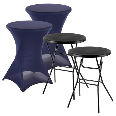 Produktbild von Bardi Stretch-Tischdecke für Stehtische – 2-teilig – 80 x 110 cm. Dunkelblau