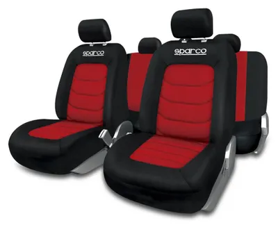 Produktbild von SPARCO S-LINE Sitzschonbezug Sitzbezüge Set Vorne und Hinten Polyester Schwarz Rot