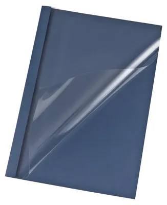 Produktbild von 25x Thermobindemappen A4  3mm für 30 Blatt Lederoptik blau
