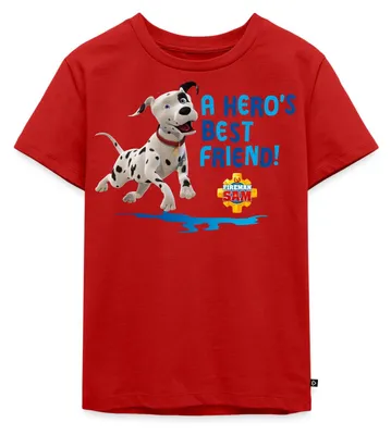 Produktbild von Spreadshirt Feuerwehrmann Sam™ Dalmatiner Schnuffi Süß Kinder Premium T-Shirt, 110/116 (4 Jahre), Rot