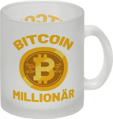Produktbild von Bitcoin Millionär Glas Tasse mit Kryptowährung