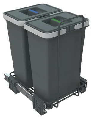 Abfalleimer Mülltrennung ausziehbar 2x8 Liter grau 23x41x36 cm