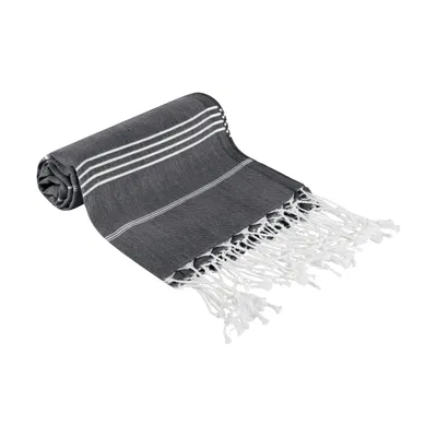 Produktbild von Strandtuch XXL100% Baumwolle Hamamtuch Badetuch Saunatuch Peshtemal 100x180cm, Farbe:Schwarz